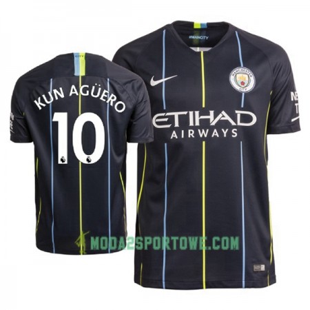 Koszulka Manchester City Aguero 10 Wyjazdowe Stroje Piłkarskie 2018-2019 Krótki Rękaw